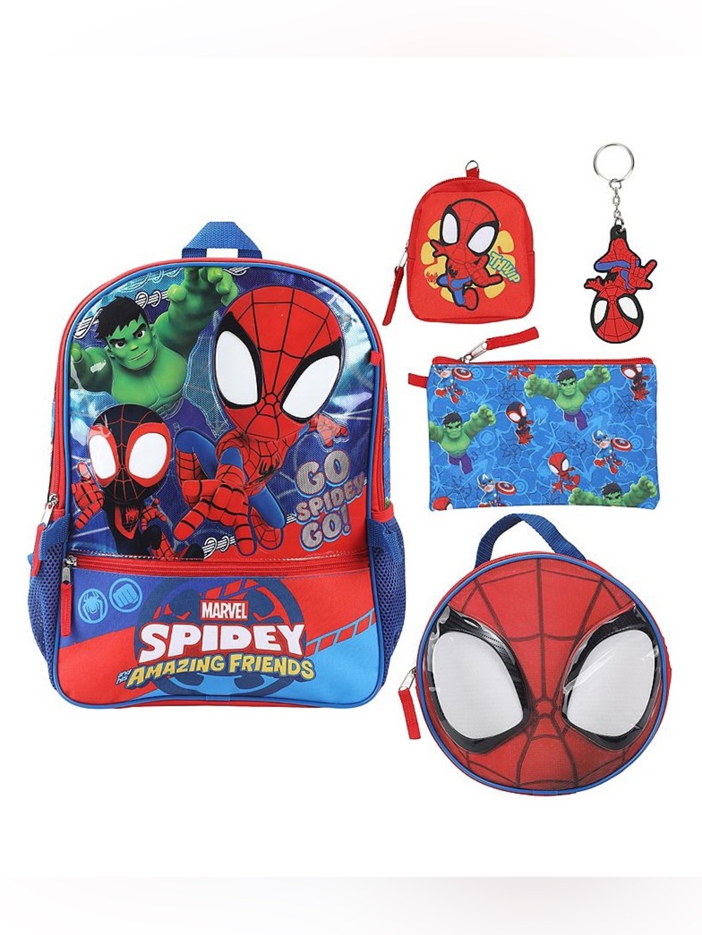 Marvel Spidey & His Amazing Friends 5Pc Backpack Set Kids School Bag Lunch Box